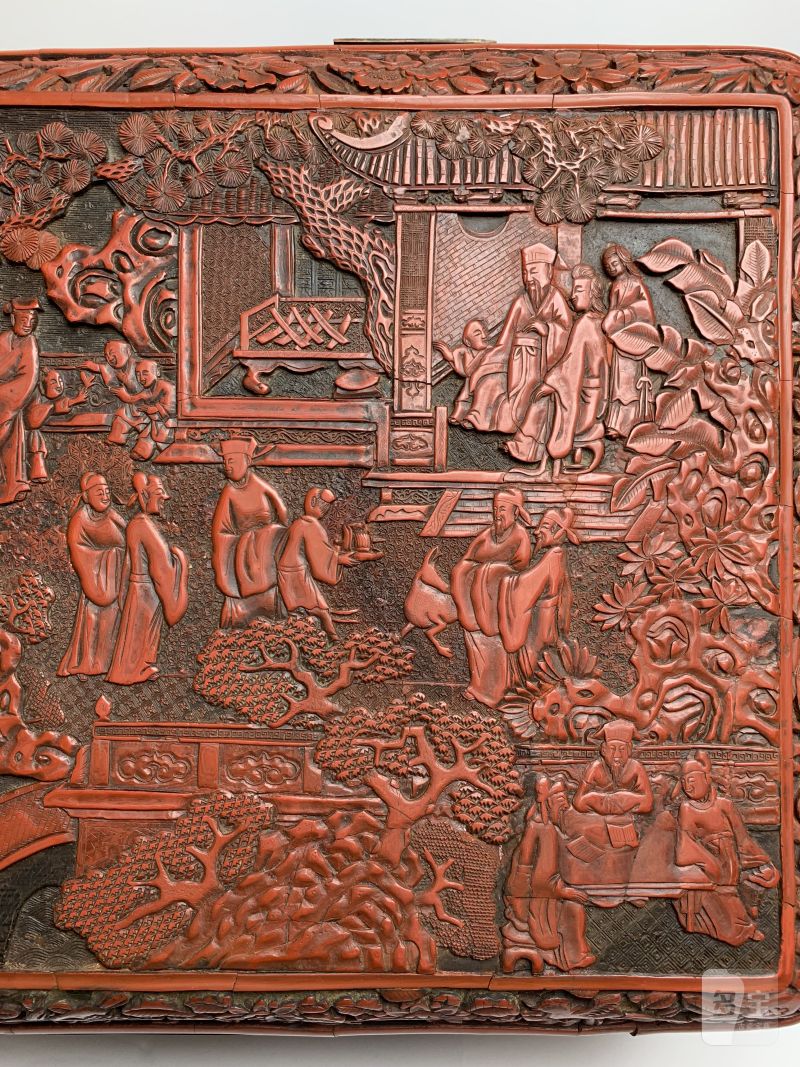 明 “黄成造”款剔红郭子仪祝寿图箱 - 图8